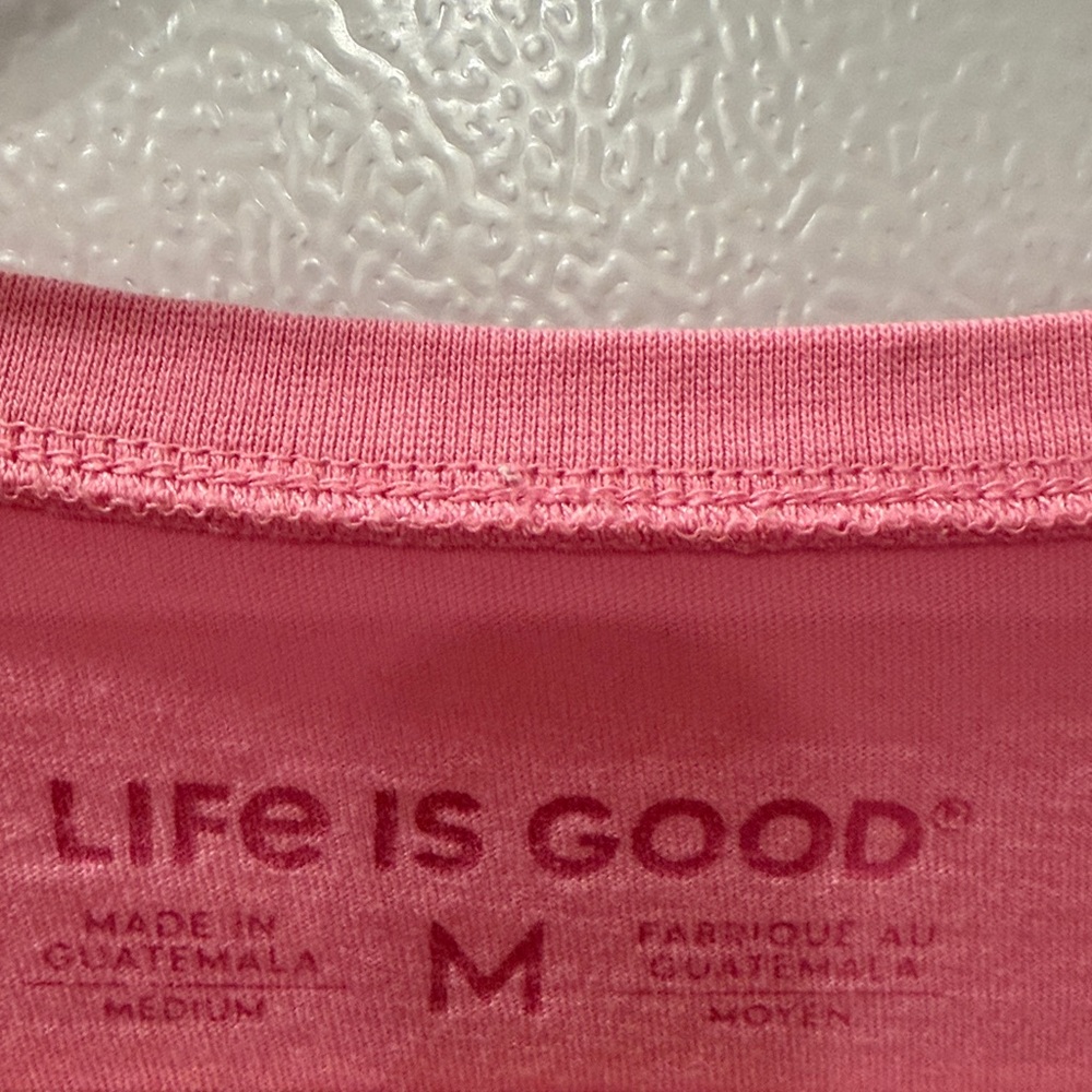 Life Is Good Pink V‑Neck Daisy Long Sleeve Tee M - Picture 2 of 5